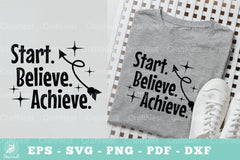 Motivational SVG Bundle: Start, Believe, Achieve - CraftNest - Digital Crafting and Art