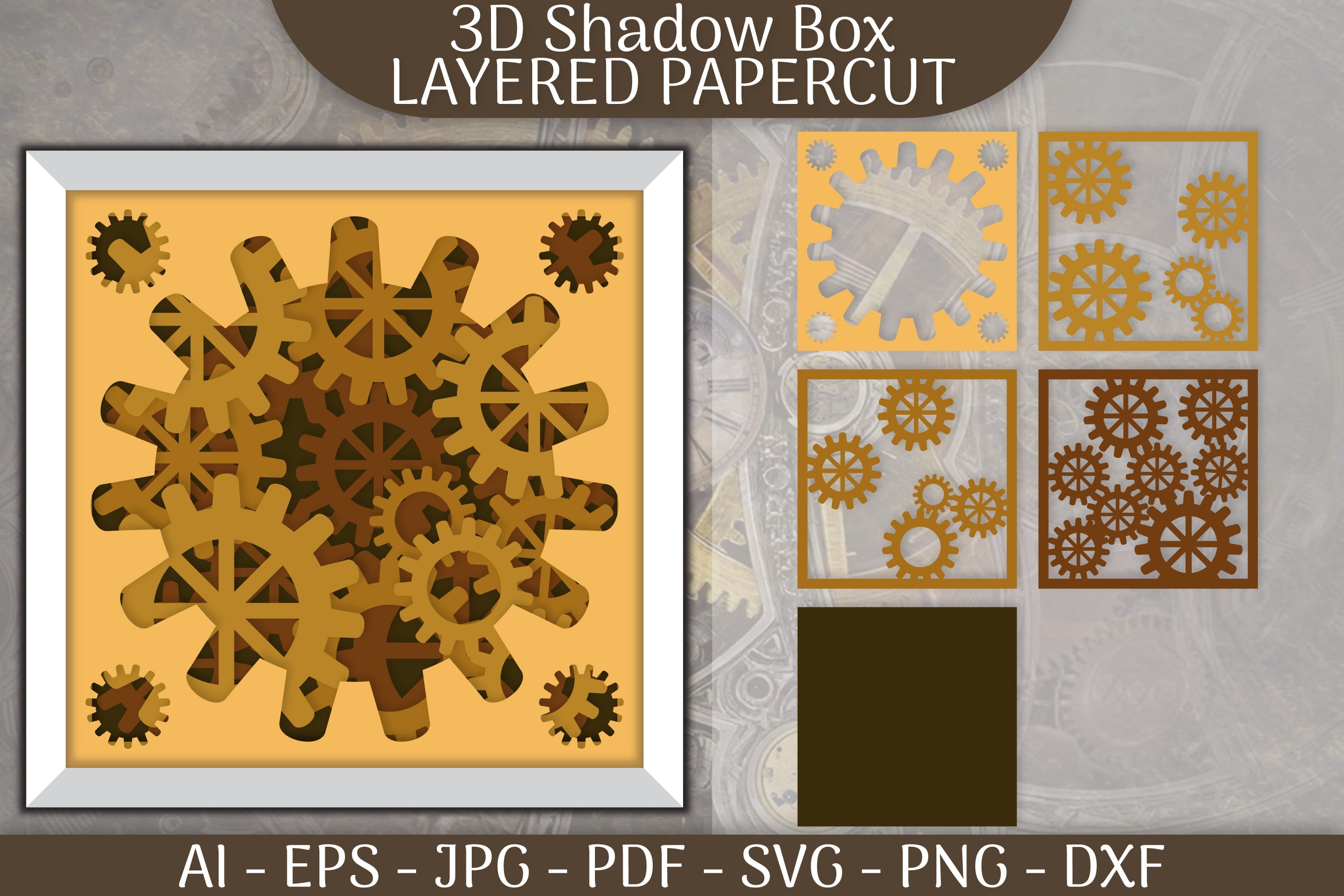 Steampunk 3D Layered Papercut SVG Bundle
