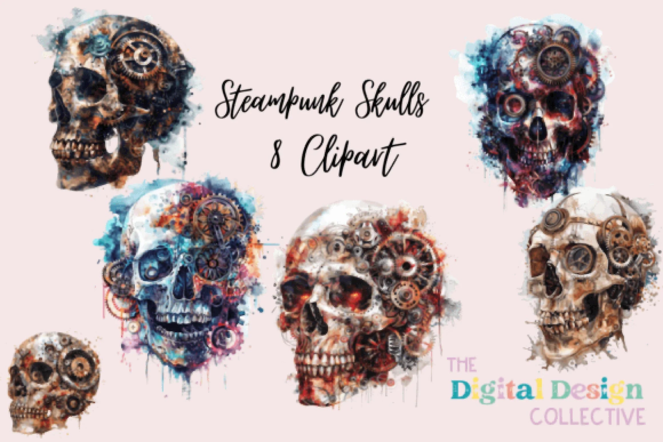 Steampunk Skulls Clipart Bundle - CraftNest - Digital Crafting and Art