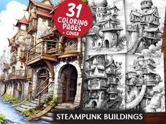 Steampunk Buildings Coloring Books - CraftNest