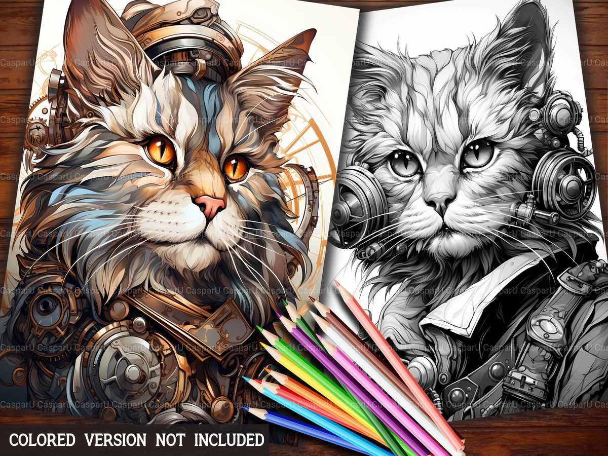 Steampunk Cats Coloring Books - CraftNest