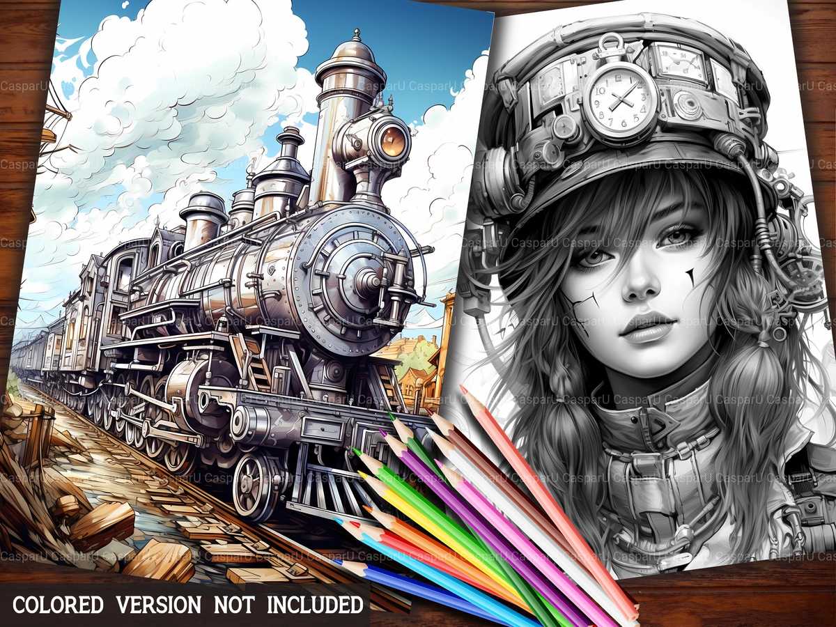 Steampunk Train Coloring Books - CraftNest