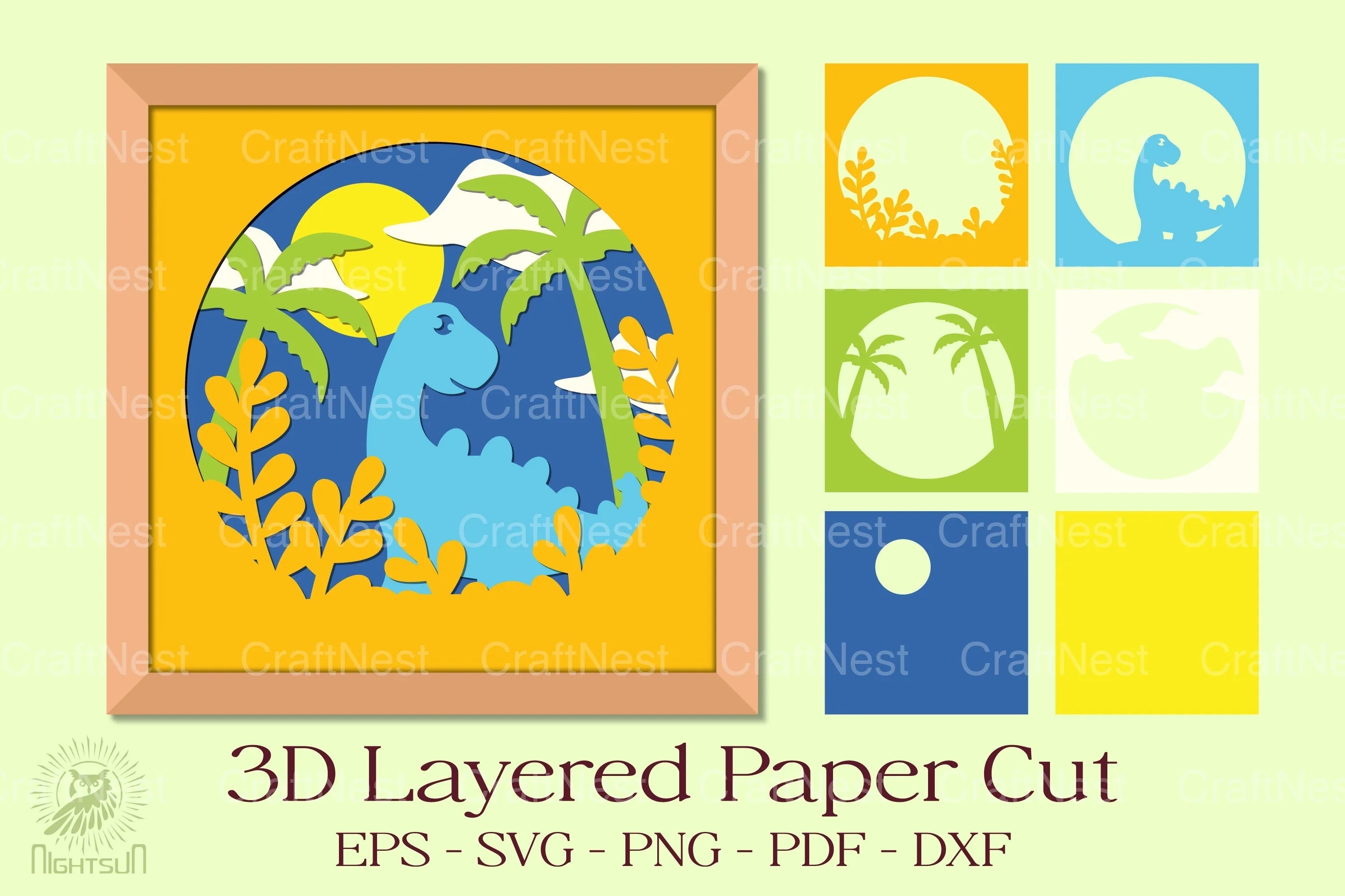 Stegosaurus 3D Shadow Box SVG Bundle - CraftNest - Digital Crafting and Art