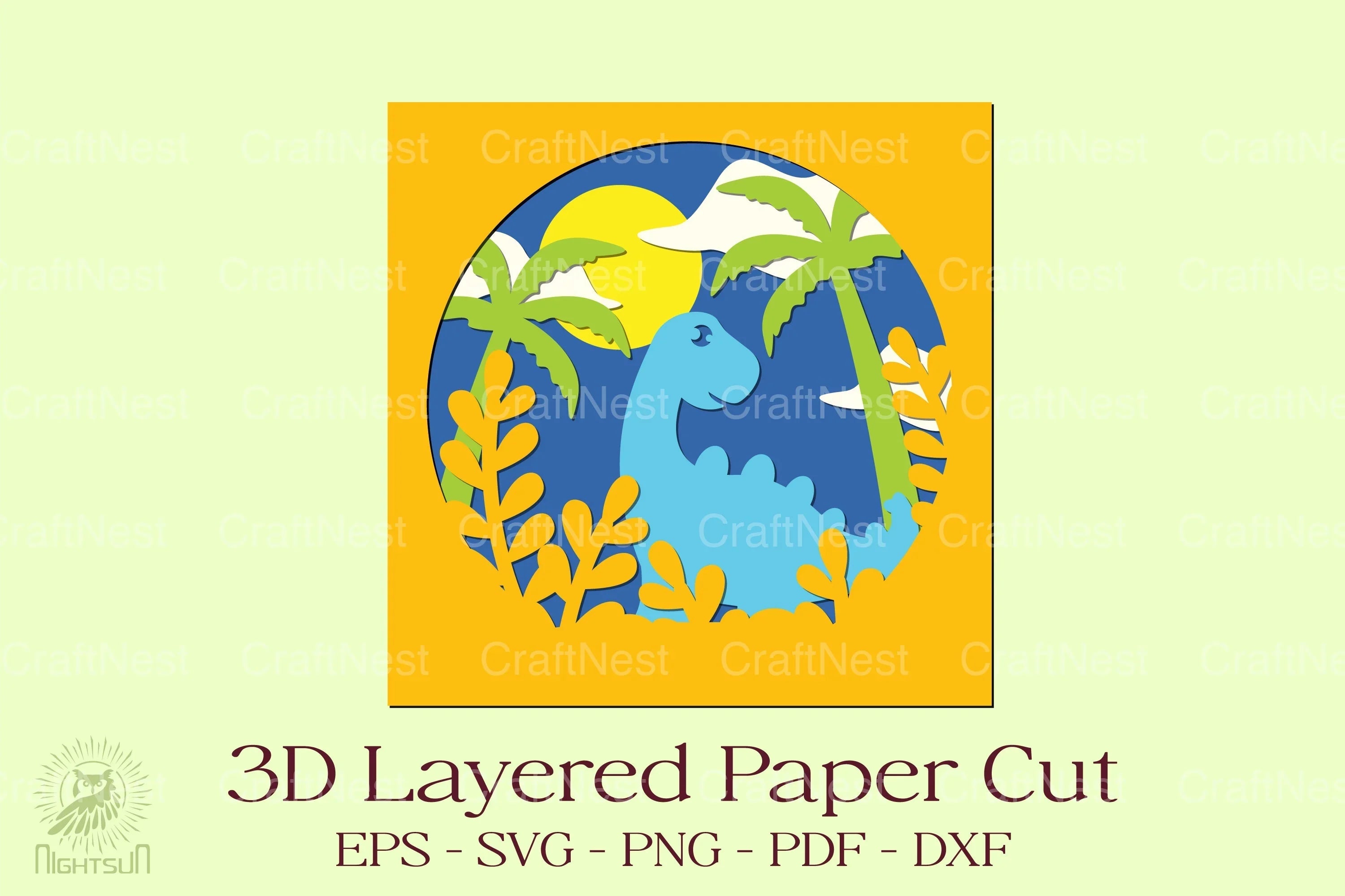 Stegosaurus 3D Shadow Box SVG Bundle - CraftNest - Digital Crafting and Art