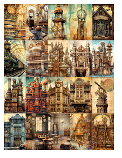 Steampunk Buildings Junk Journal Pages - CraftNest