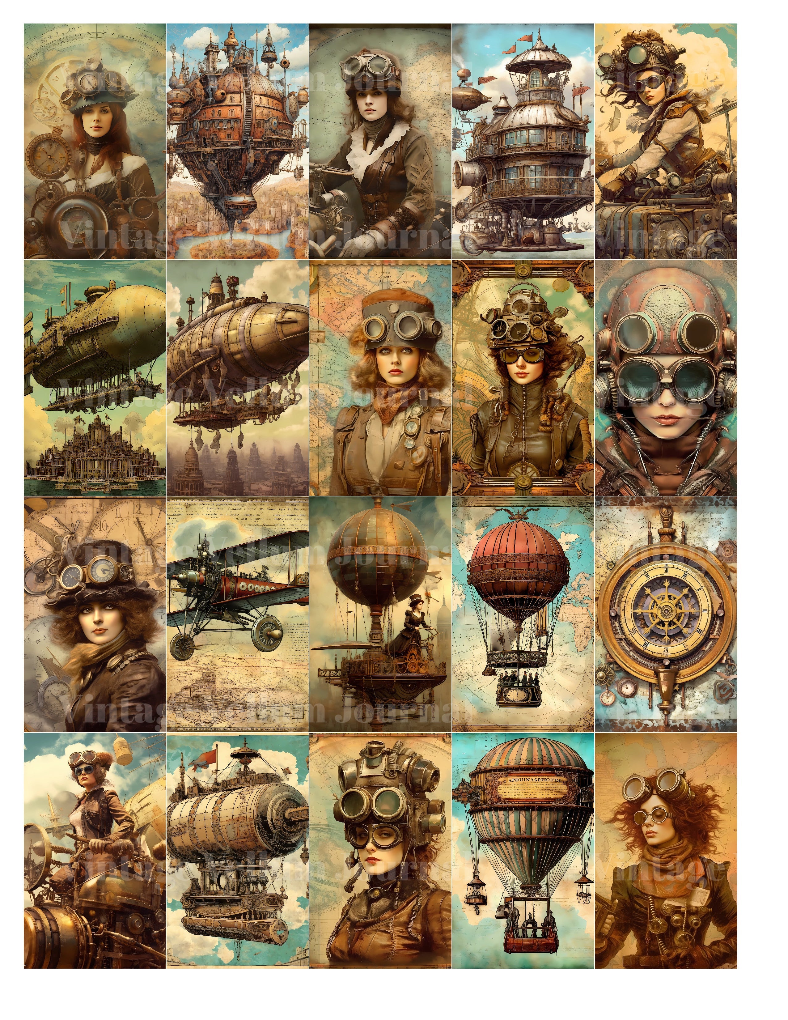 Steampunk Aviator World Junk Journal Pages - CraftNest