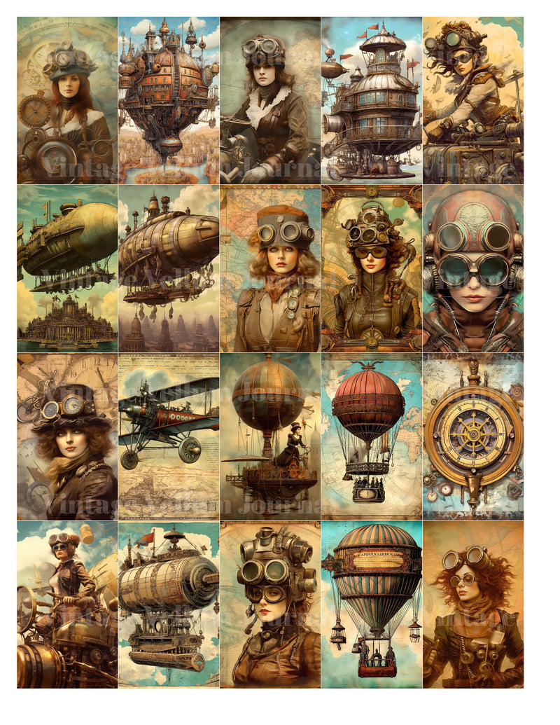 Steampunk Aviator World Junk Journal Pages - CraftNest