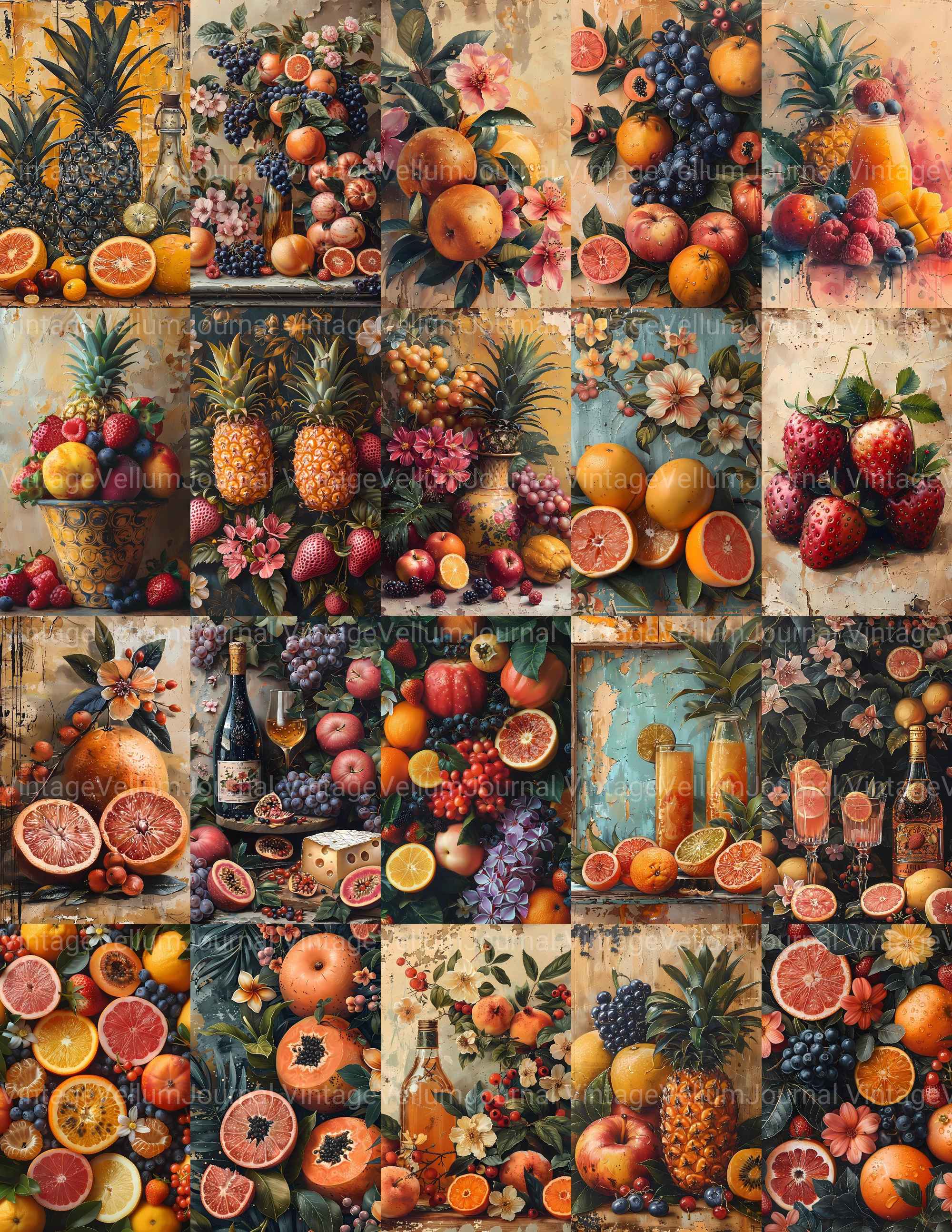 Tropical Fruit Junk Journal Pages - CraftNest - Digital Crafting and Art