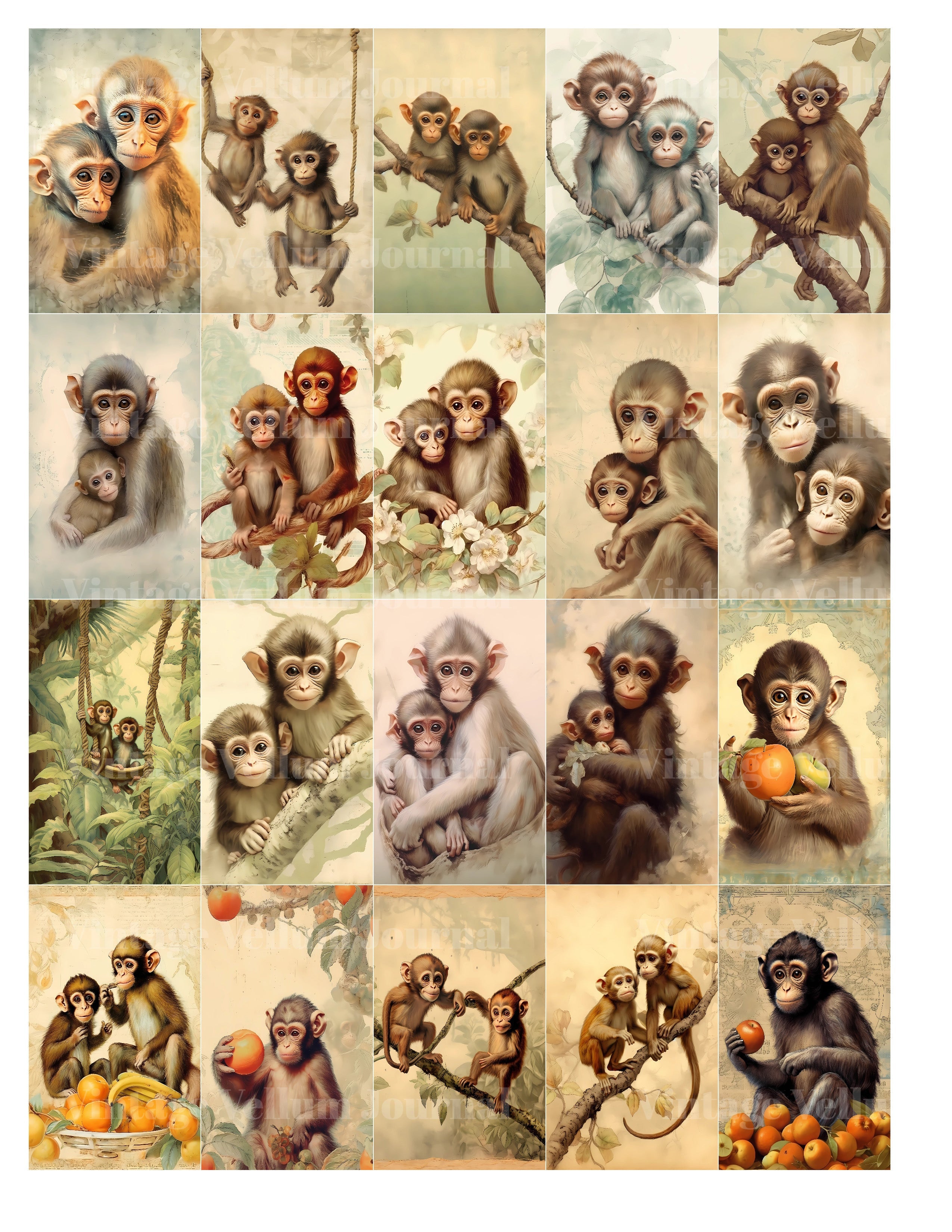 Baby Monkeys Junk Journal Pages - CraftNest