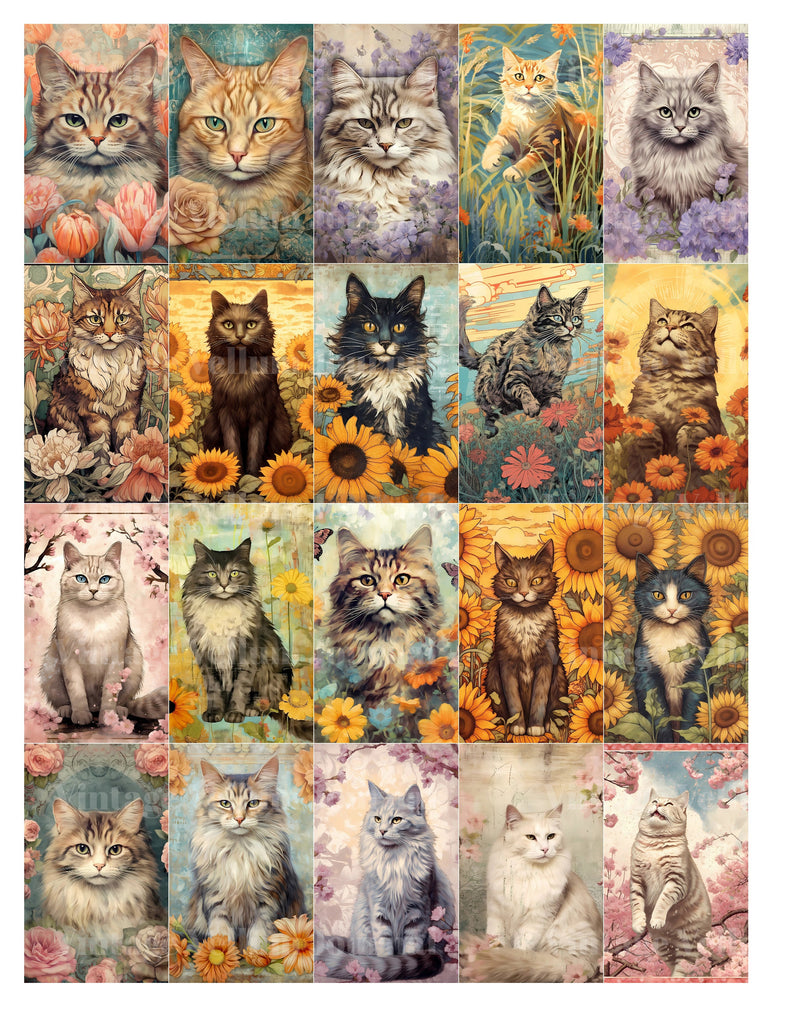 Flower Cats Junk Journal Pages - CraftNest
