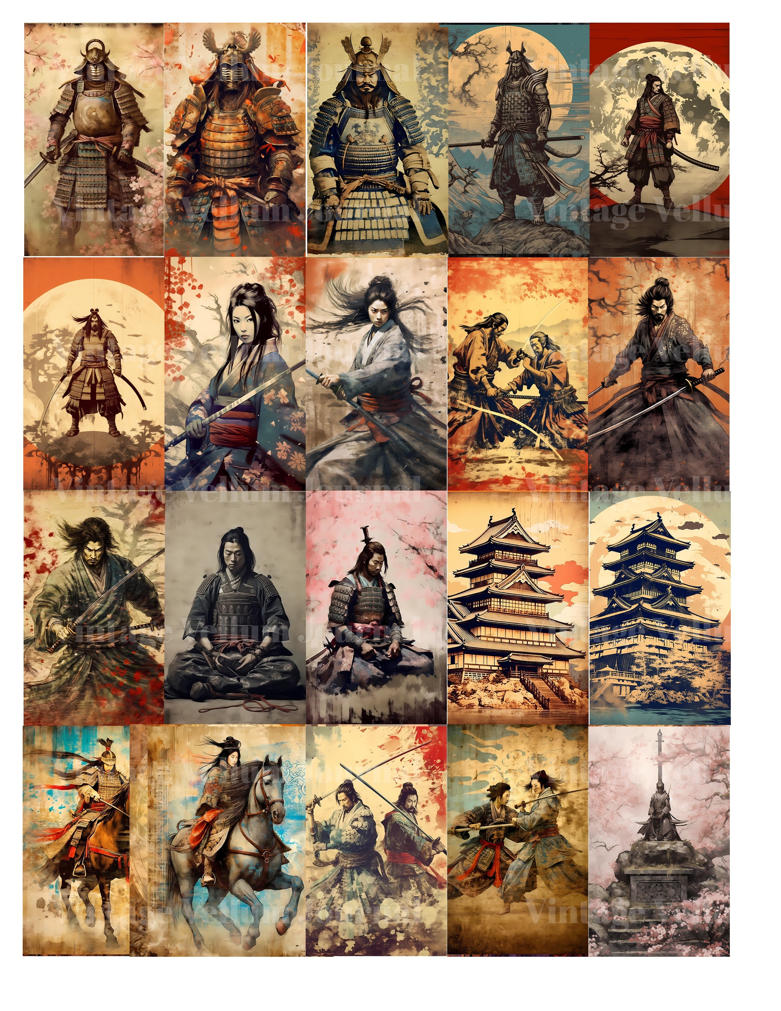 Japanese Samurai Junk Journal Pages - CraftNest