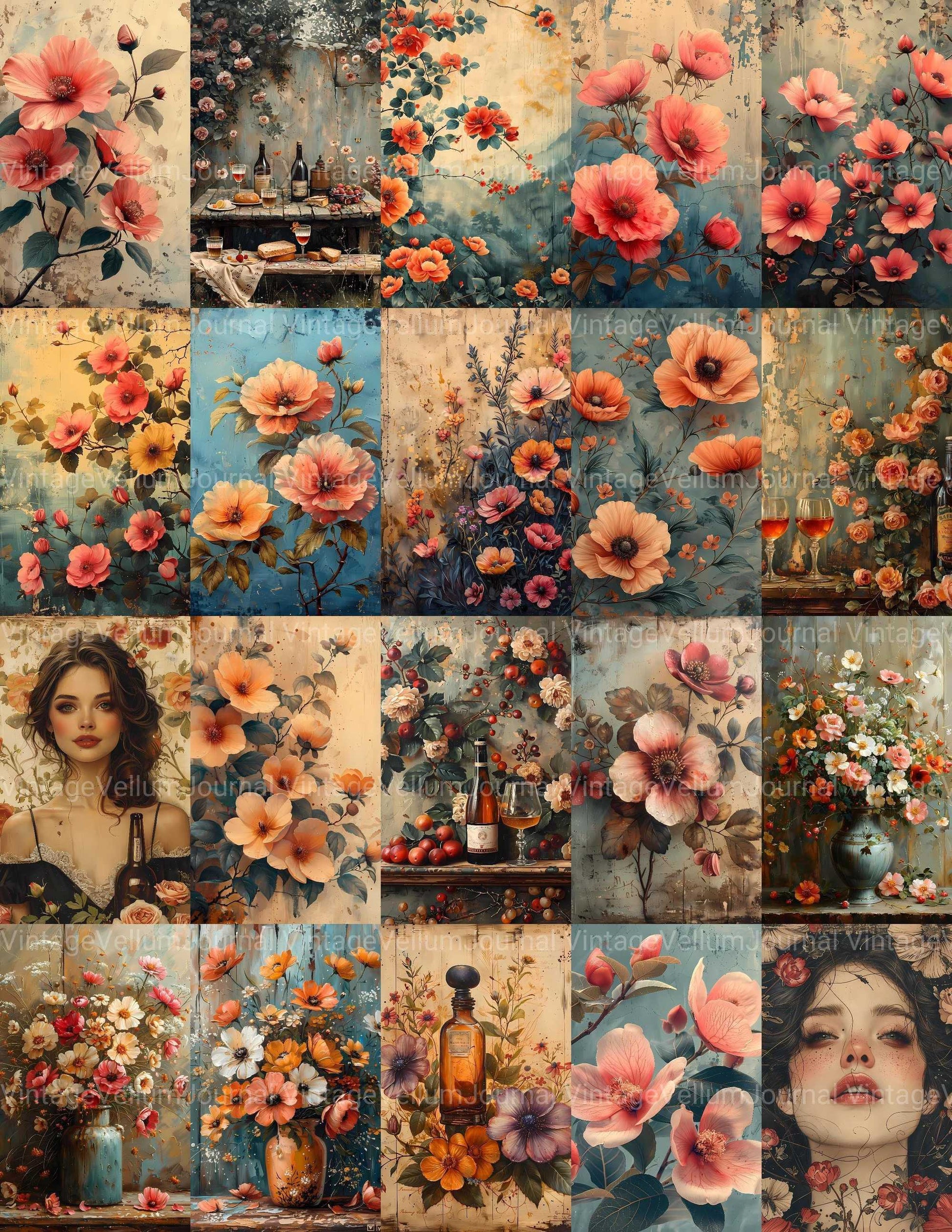 Floral Summer Junk Journal Pages - CraftNest - Digital Crafting and Art
