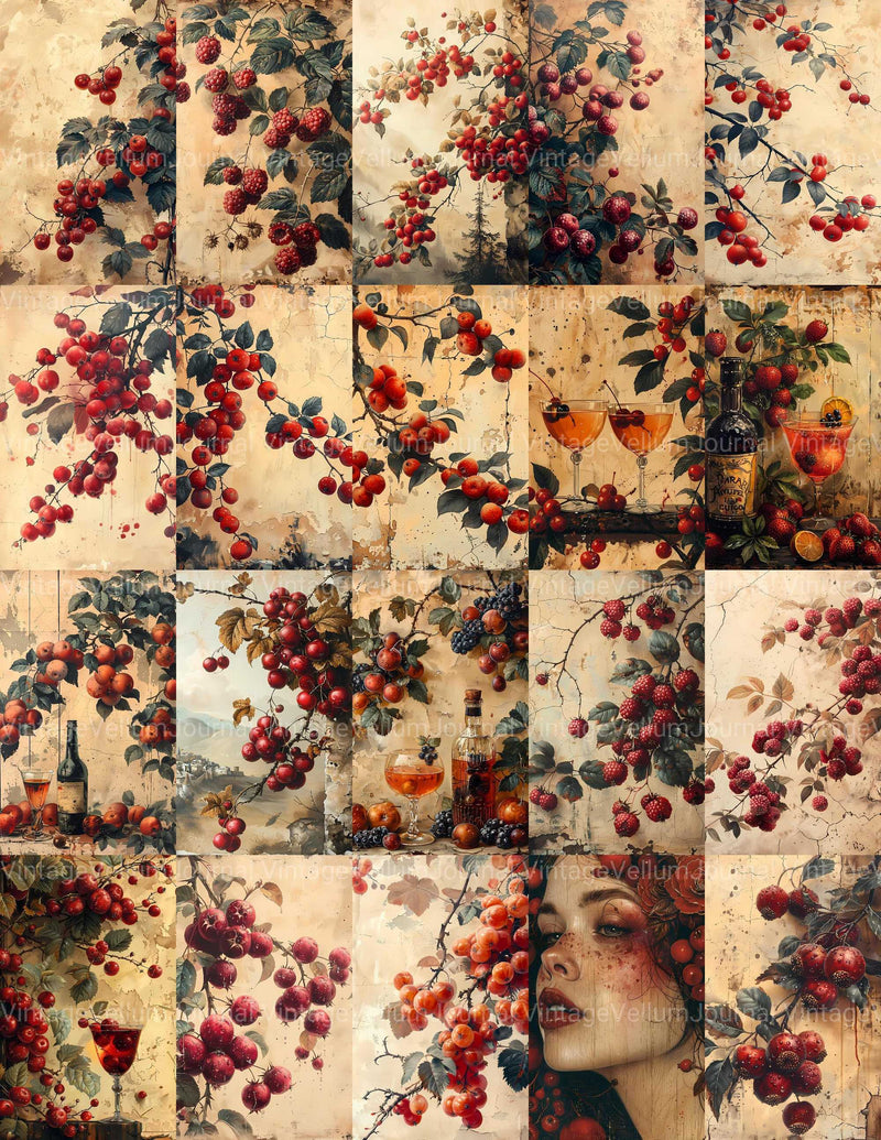 Red Fruit Junk Journal Pages - CraftNest - Digital Crafting and Art