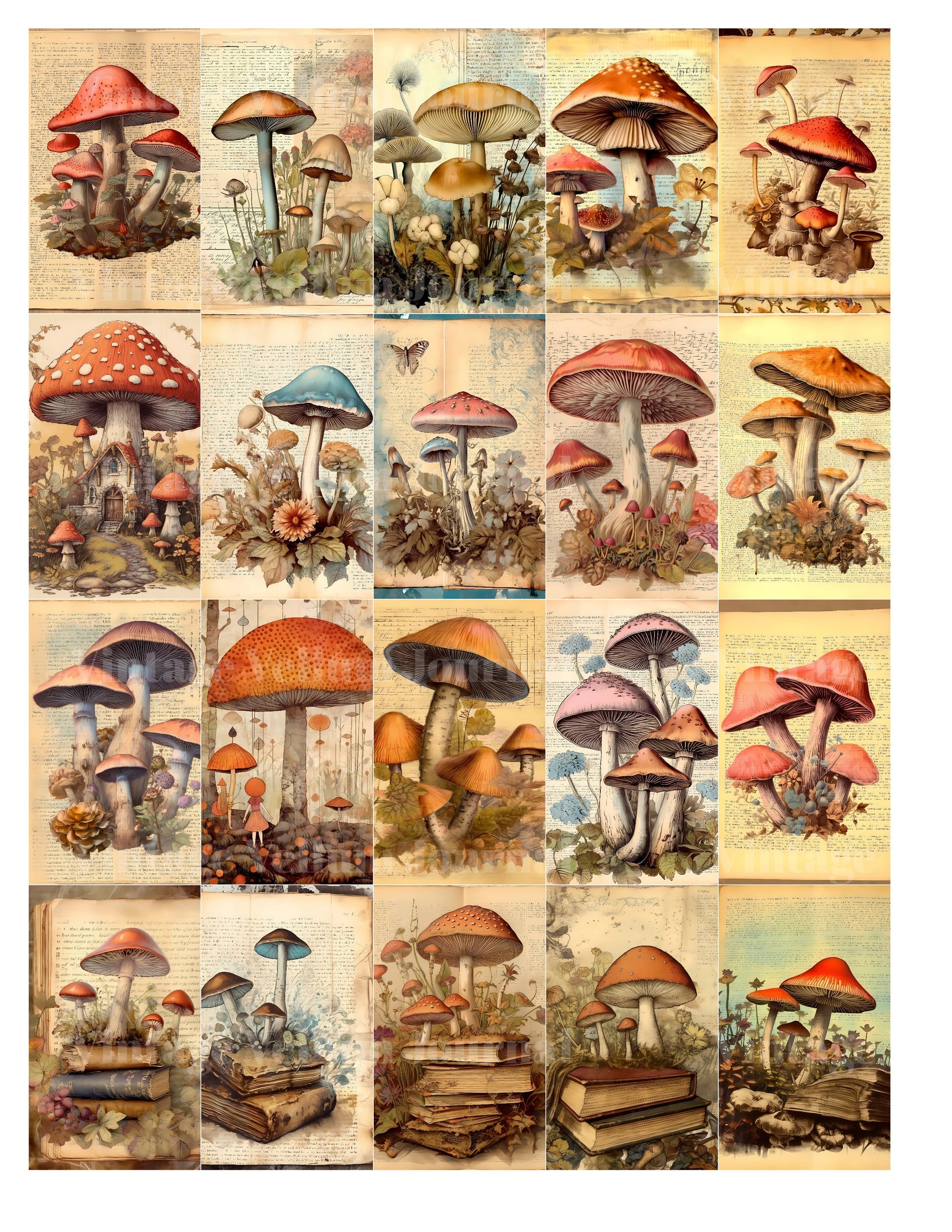 Mushroom Books Junk Journal Pages - CraftNest