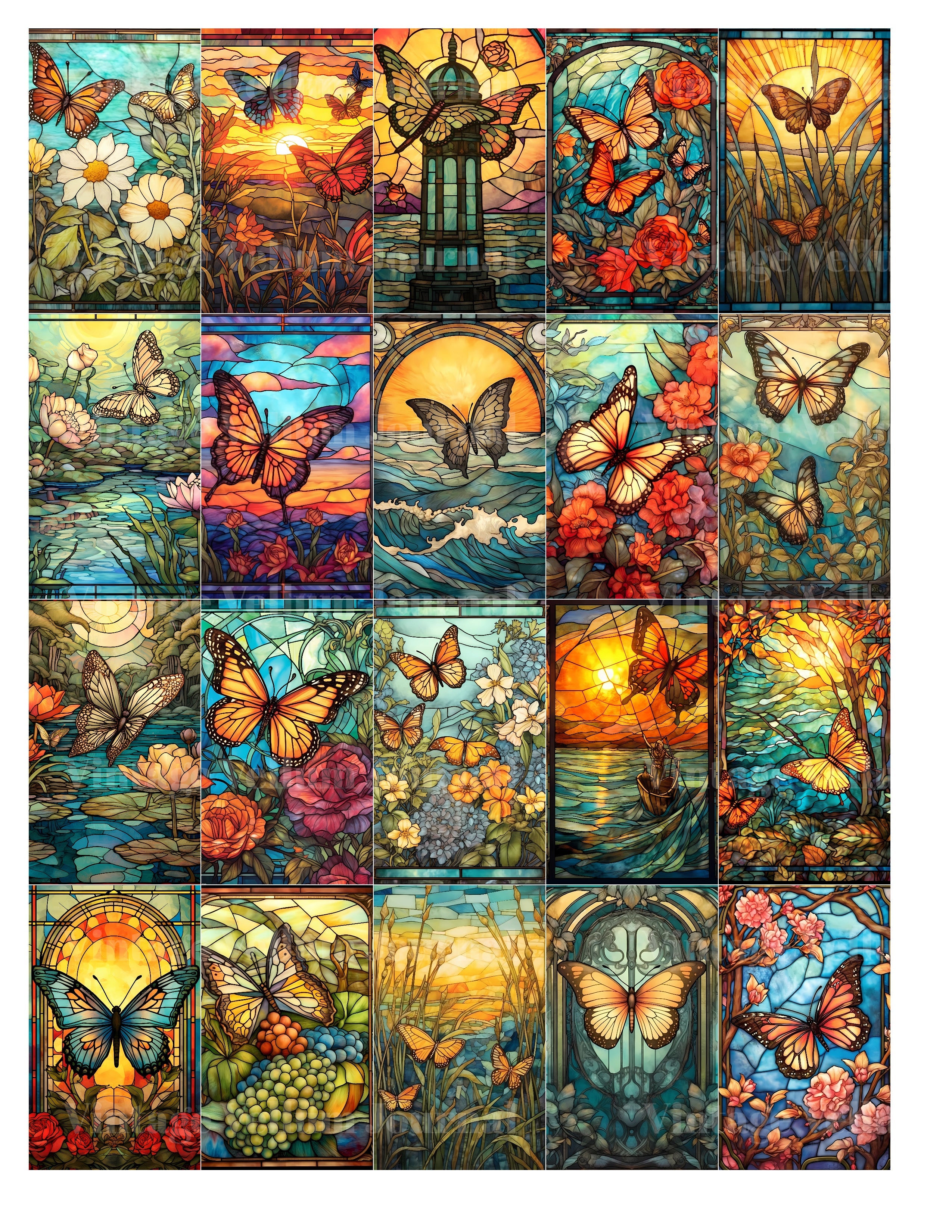 Stained Glass Butterflies Junk Journal Pages - CraftNest