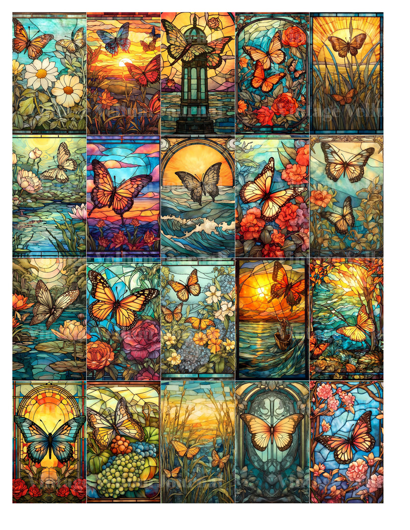 Stained Glass Butterflies Junk Journal Pages - CraftNest