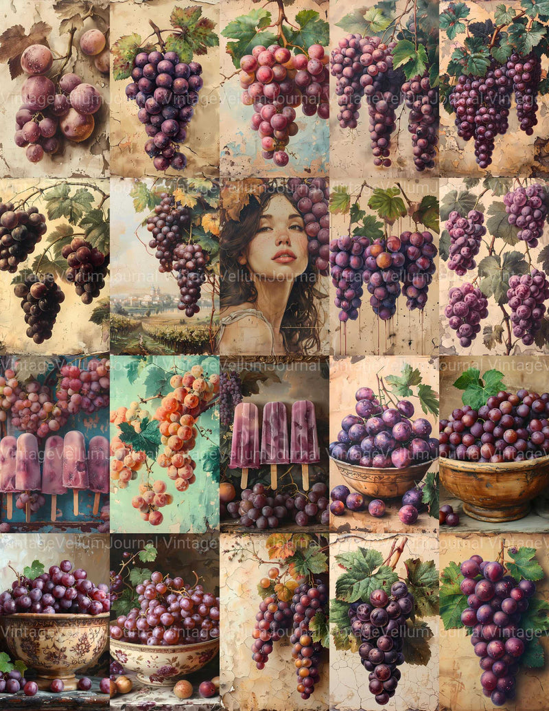 Grape Junk Journal Pages - CraftNest - Digital Crafting and Art