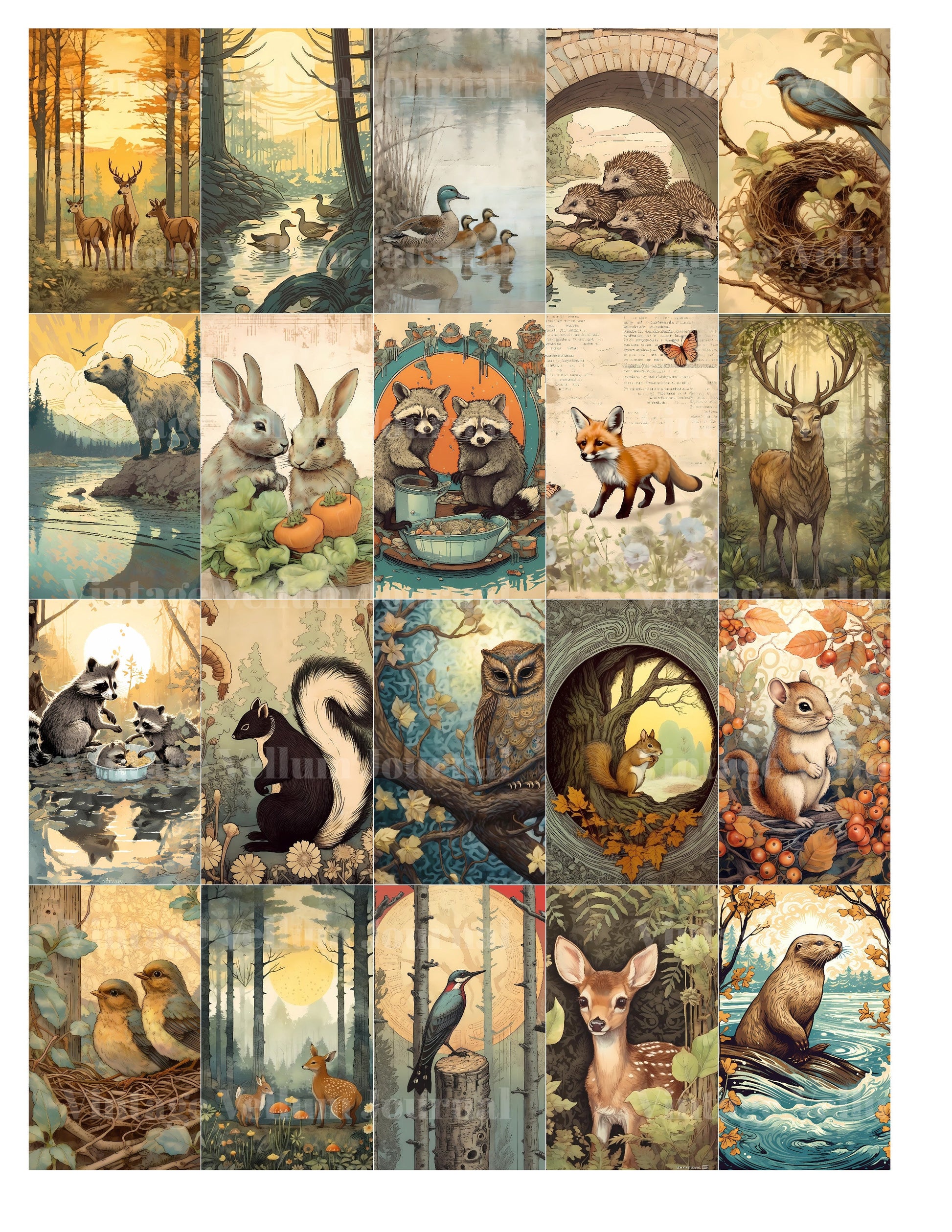 Woodland Animals Junk Journal Pages - CraftNest