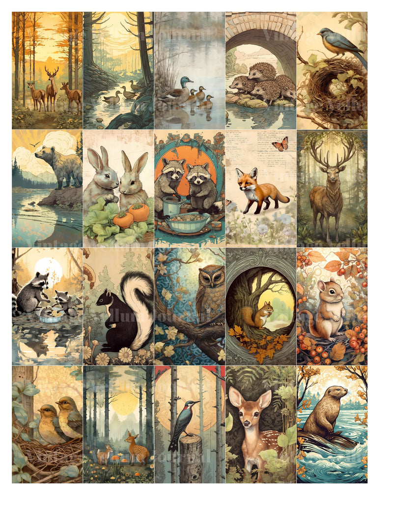 Woodland Animals Junk Journal Pages - CraftNest