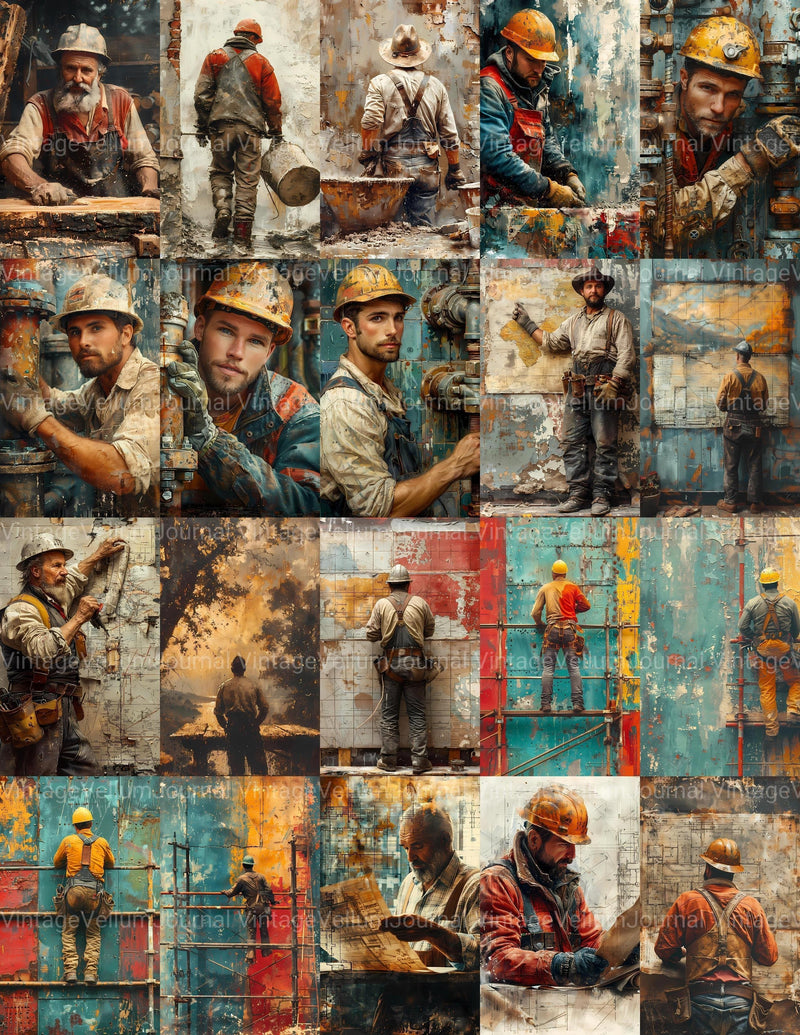 Construction Worker Junk Journal Pages - CraftNest - Digital Crafting and Art