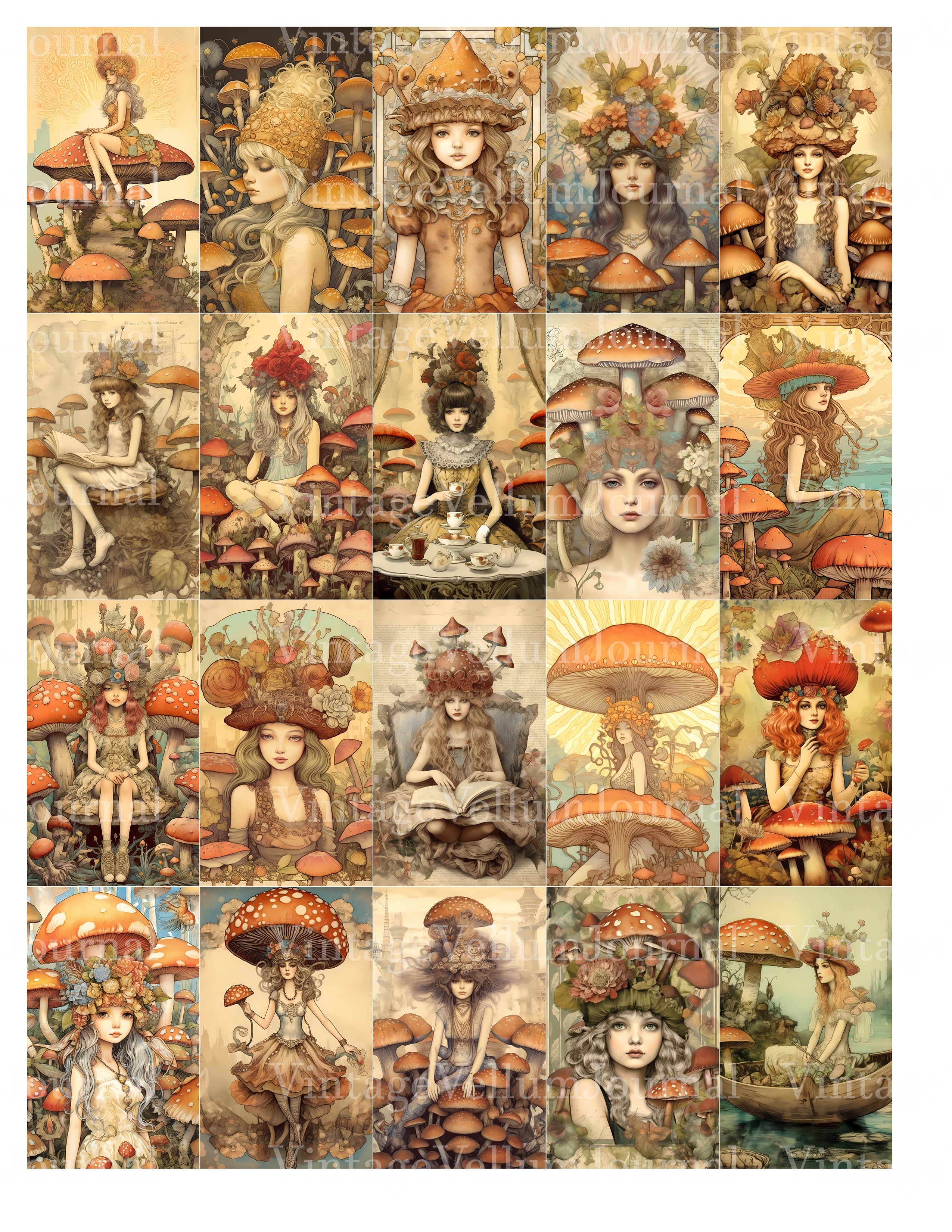 Mushroom Princess Junk Journal Pages - CraftNest