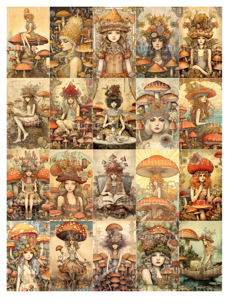 Mushroom Princess Junk Journal Pages - CraftNest