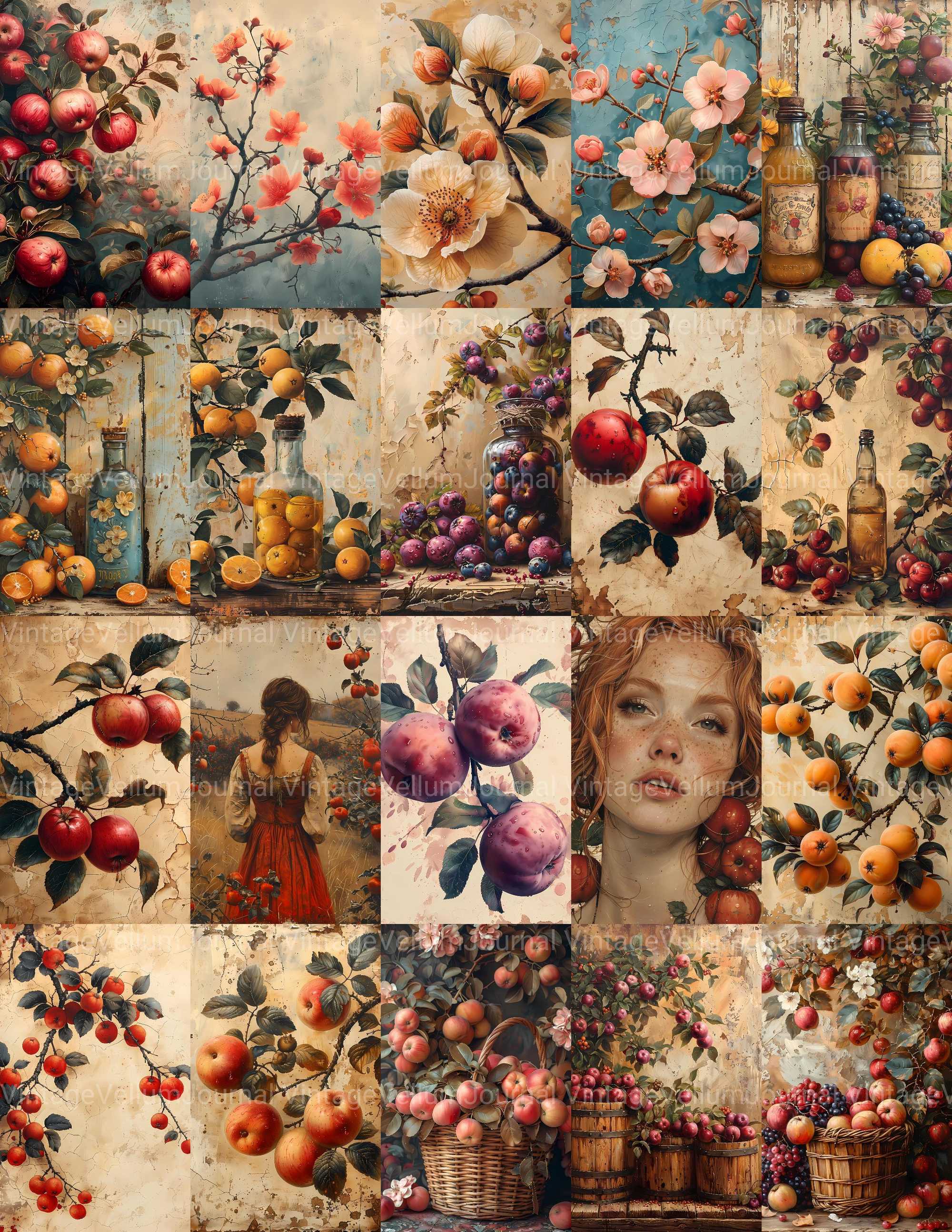 Orchard Harvest Junk Journal Pages - CraftNest - Digital Crafting and Art