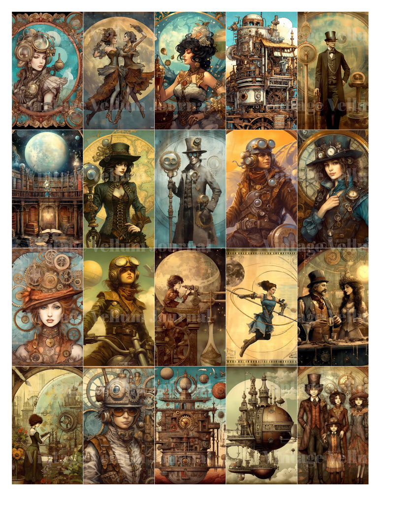 Steampunk Lunar World Junk Journal Pages - CraftNest