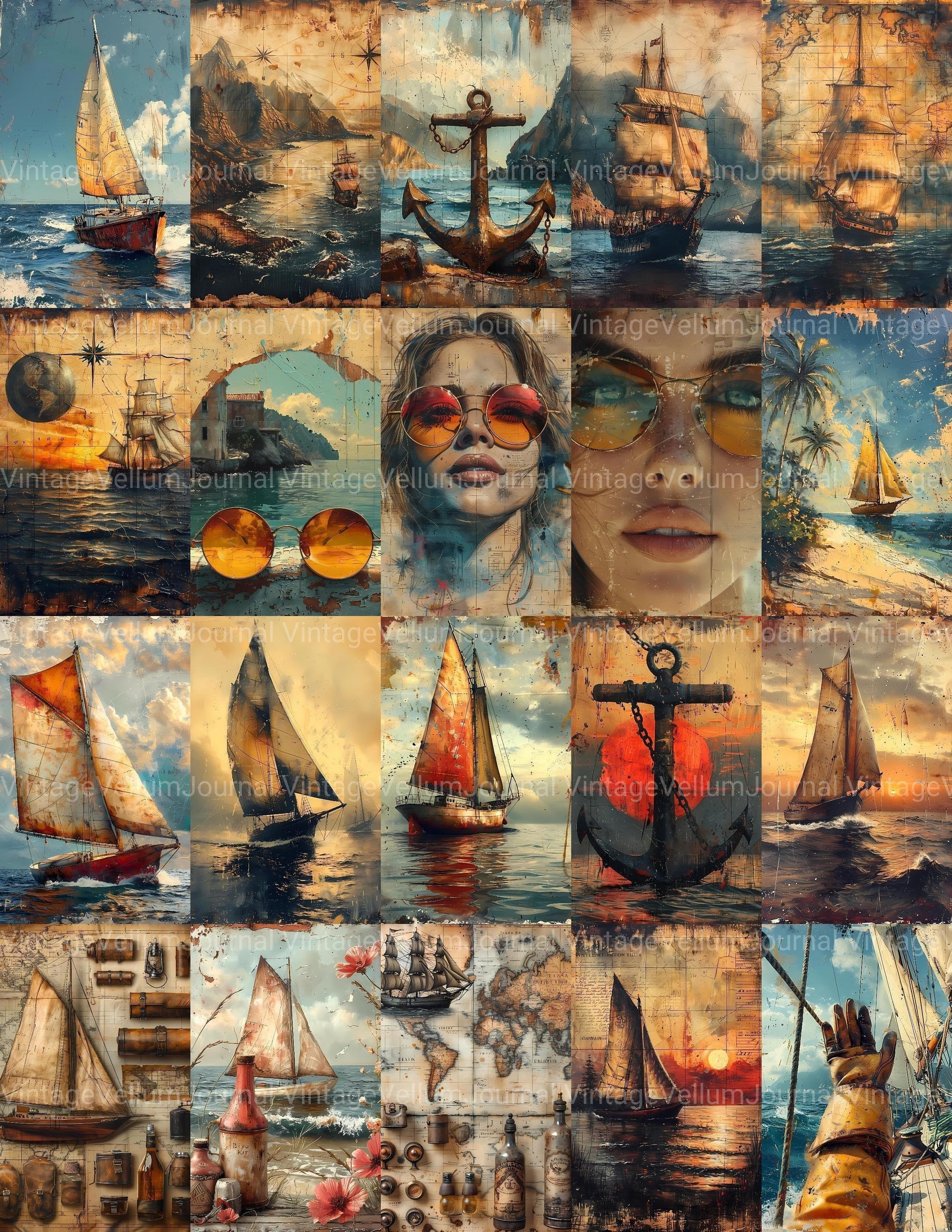 Sailing Junk Journal Pages - CraftNest - Digital Crafting and Art
