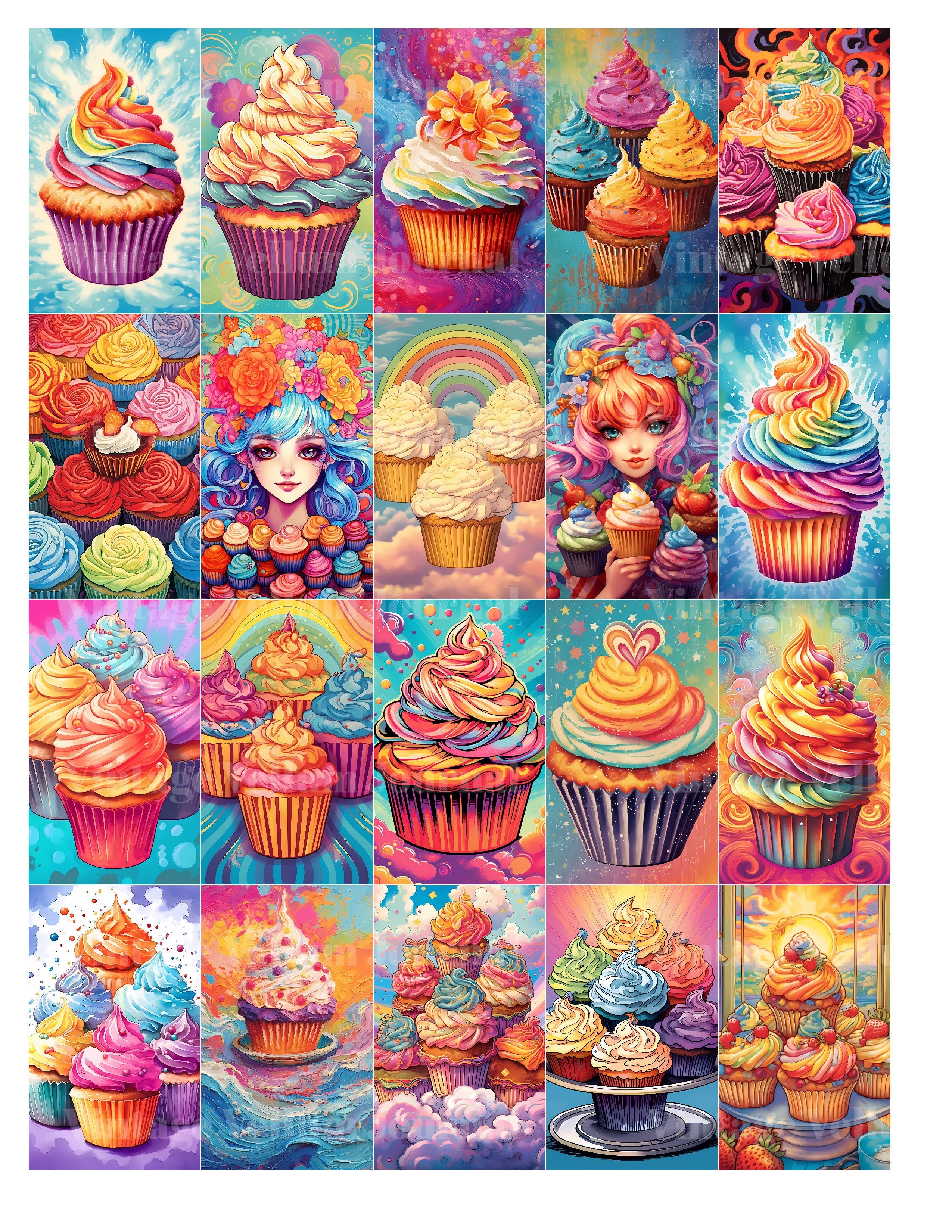 Rainbow Cupcakes Junk Journal Pages - CraftNest