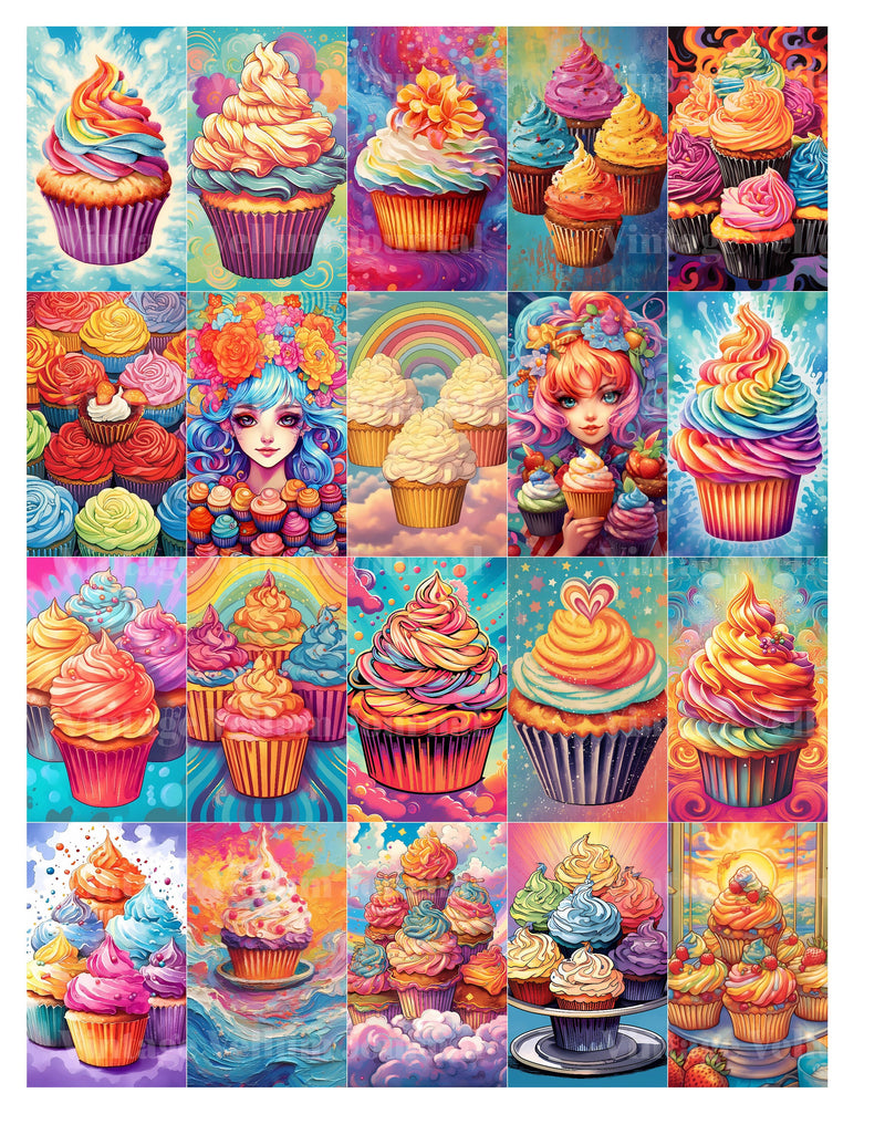 Rainbow Cupcakes Junk Journal Pages - CraftNest