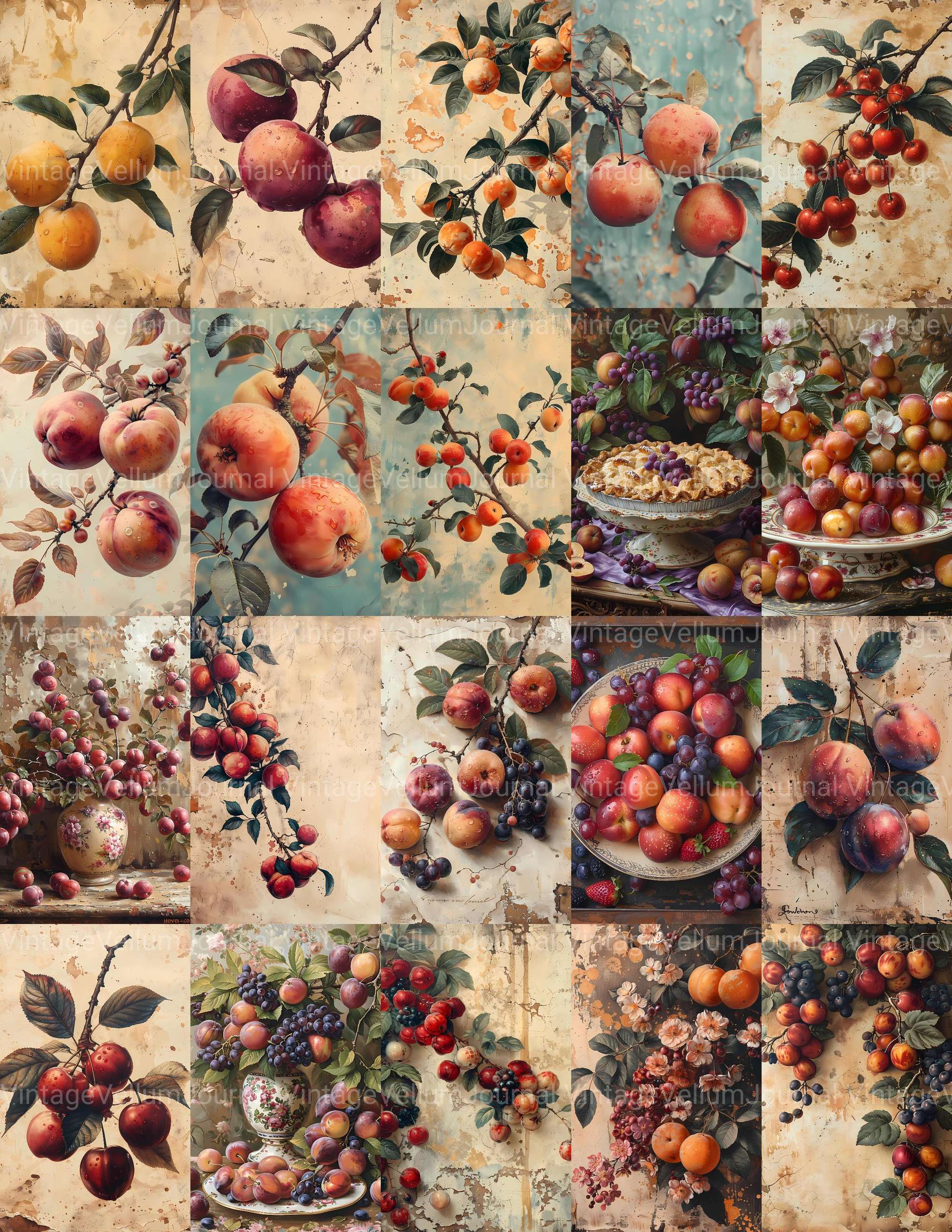 Stone Fruit Junk Journal Pages - CraftNest - Digital Crafting and Art