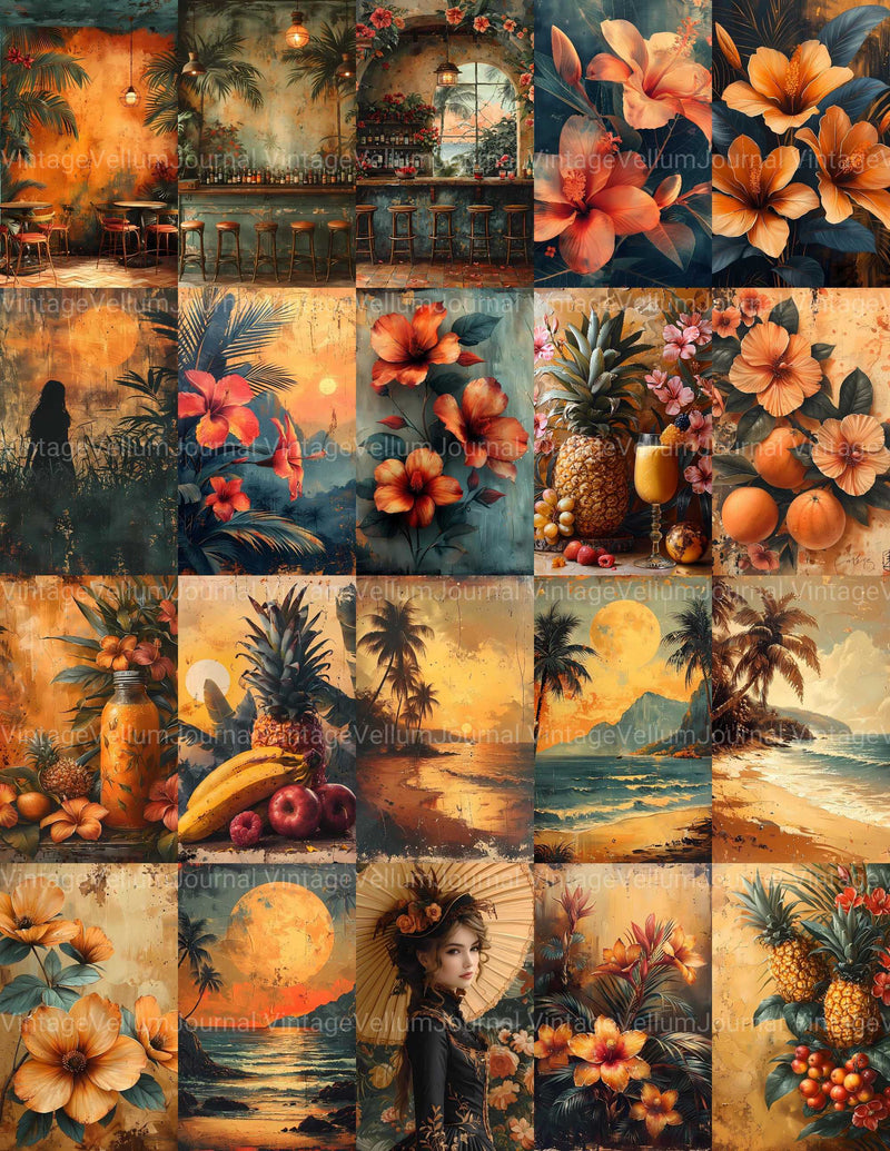 Golden Tropicals Junk Journal Pages - CraftNest - Digital Crafting and Art