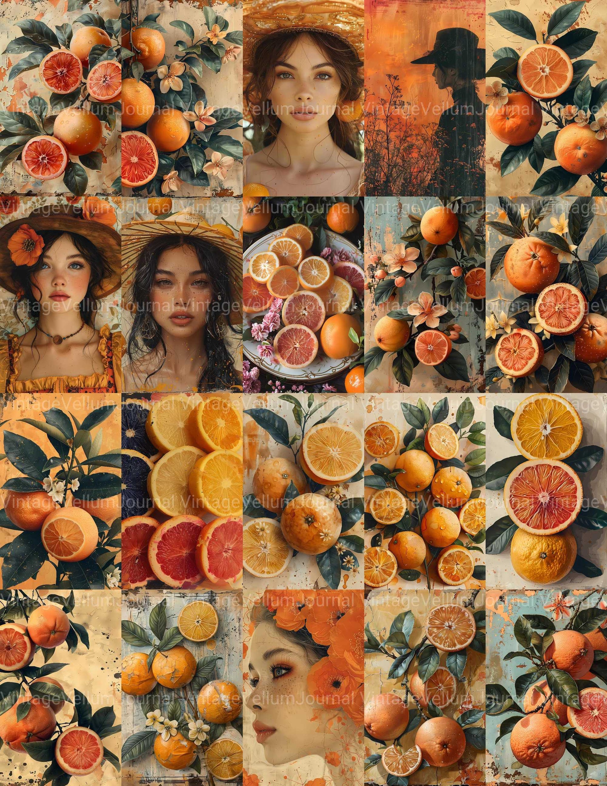 Citrus Spectrum Junk Journal Pages - CraftNest - Digital Crafting and Art