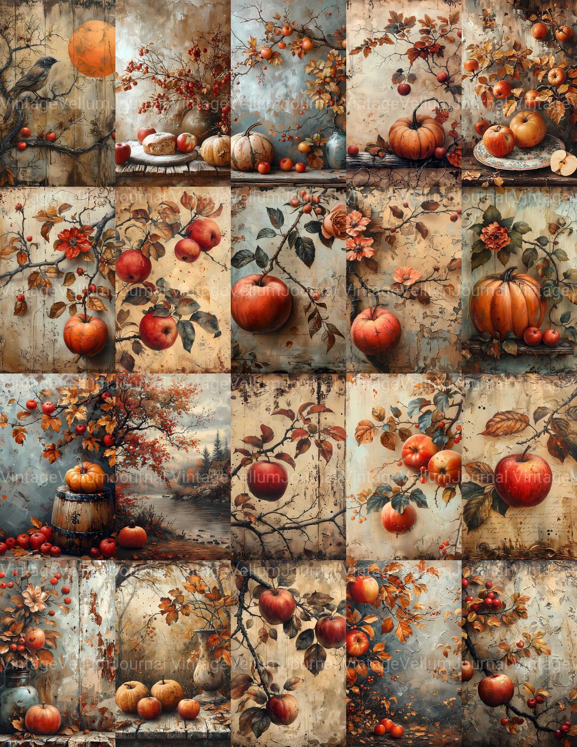 Autumn Apple Junk Journal Pages - CraftNest - Digital Crafting and Art