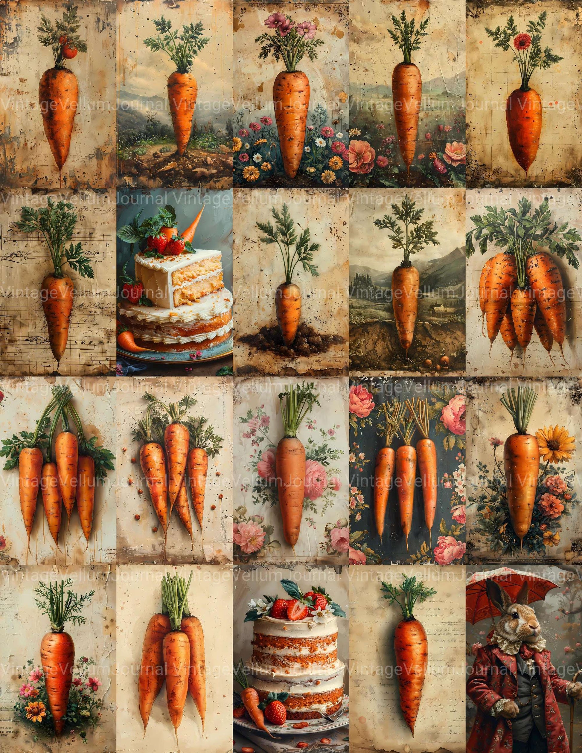 Carrot Junk Journal Pages - CraftNest - Digital Crafting and Art