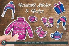 Hand Drawn Winter Sticker SVG Bundle - CraftNest - Digital Crafting and Art