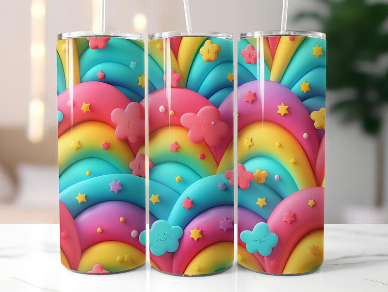 3D Cartoon Rainbow Tumbler Wrap - CraftNest - Digital Crafting and Art