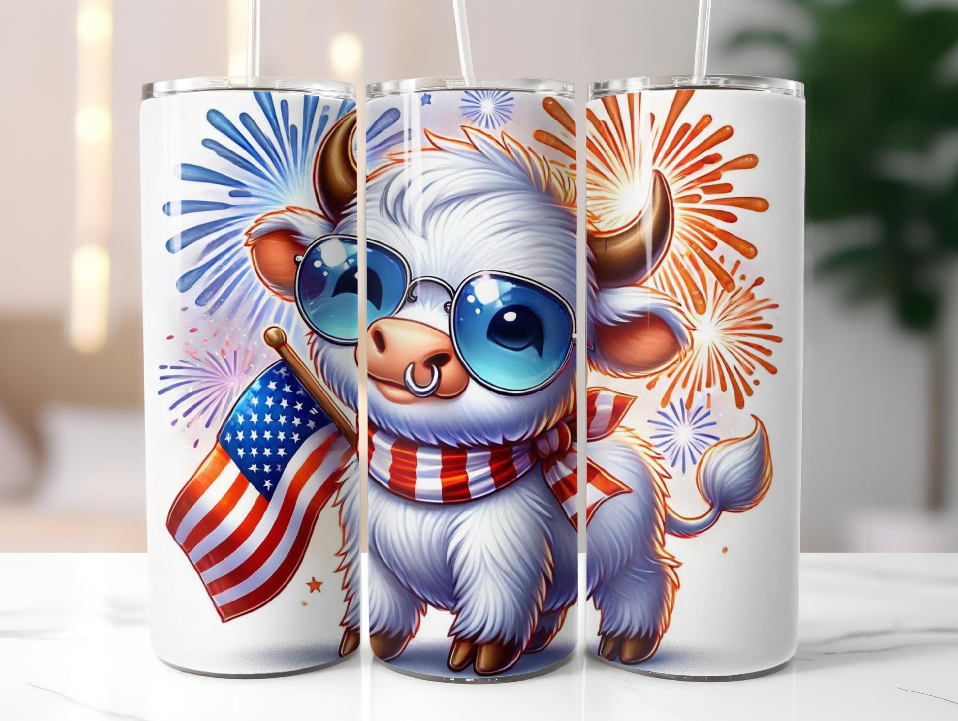 Patriotic Cute Cow Tumbler Wrap - CraftNest - Digital Crafting and Art