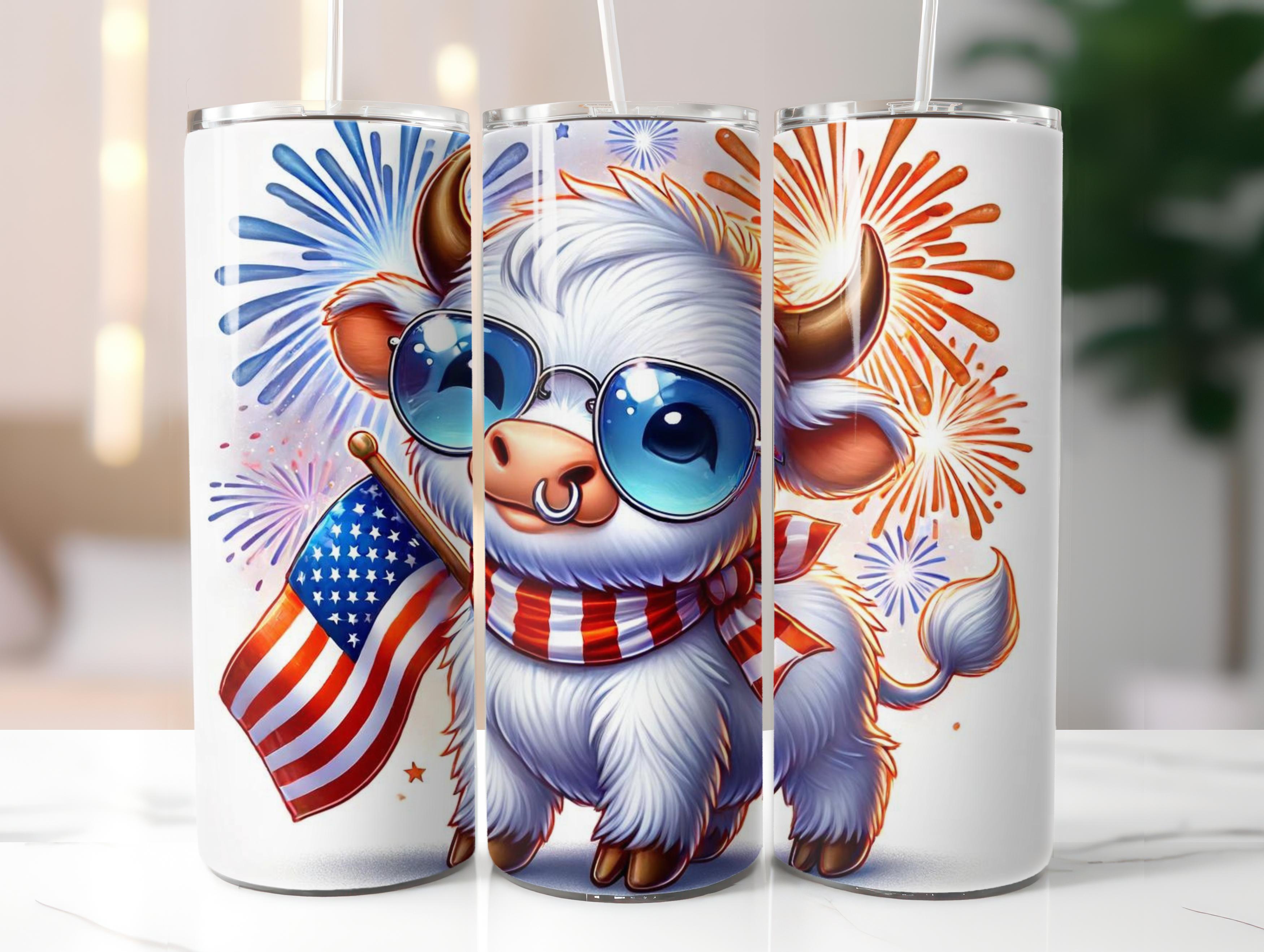 Patriotic Cute Cow Tumbler Wrap - CraftNest - Digital Crafting and Art