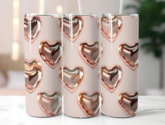Metallic Rose Gold Hearts Tumbler Wrap - CraftNest - Digital Crafting and Art