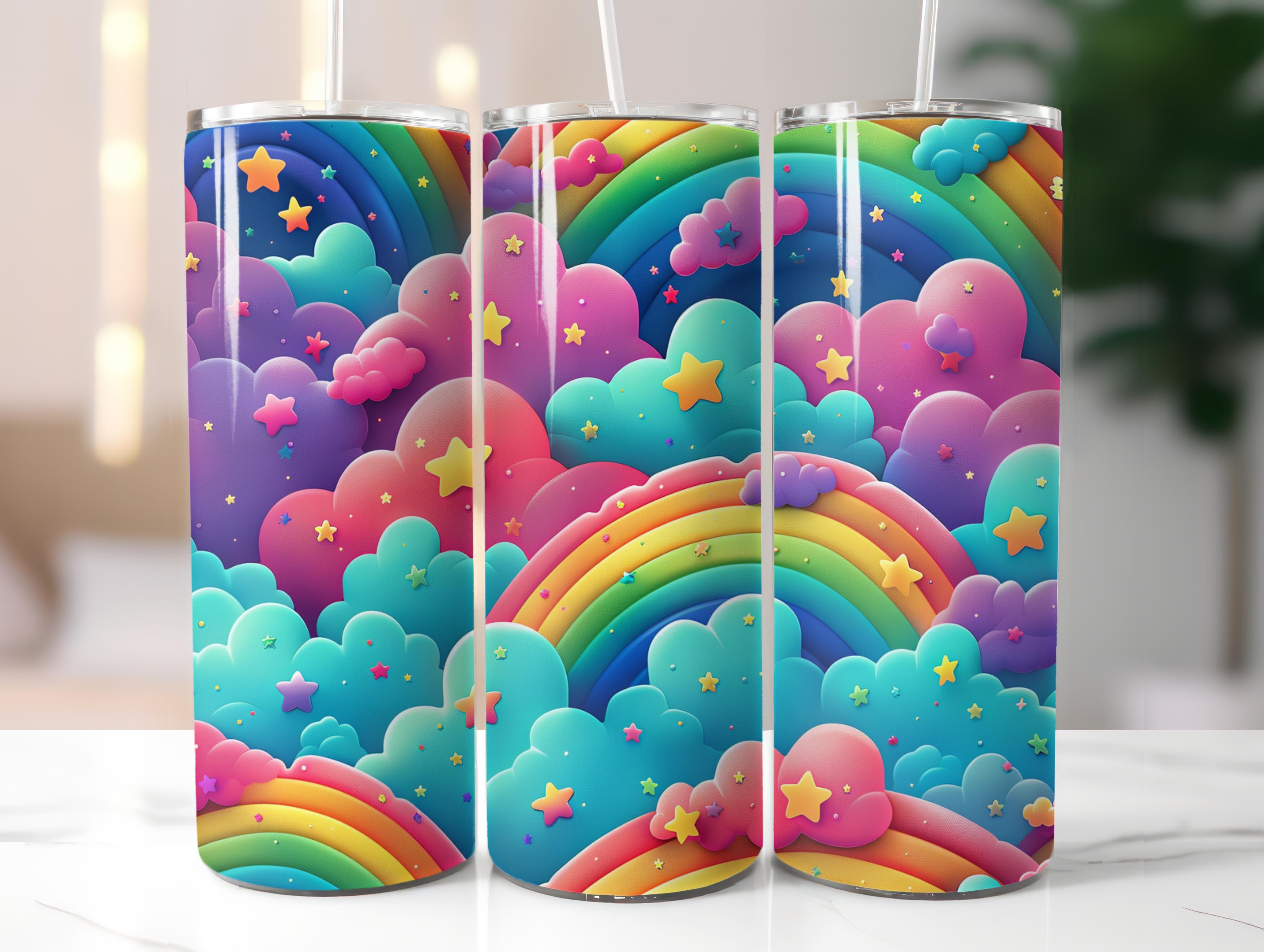 3D Cartoon Rainbow Tumbler Wrap - CraftNest - Digital Crafting and Art