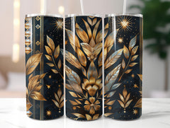 Golden Art Deco Floral Tumbler Wrap - CraftNest - Digital Crafting and Art