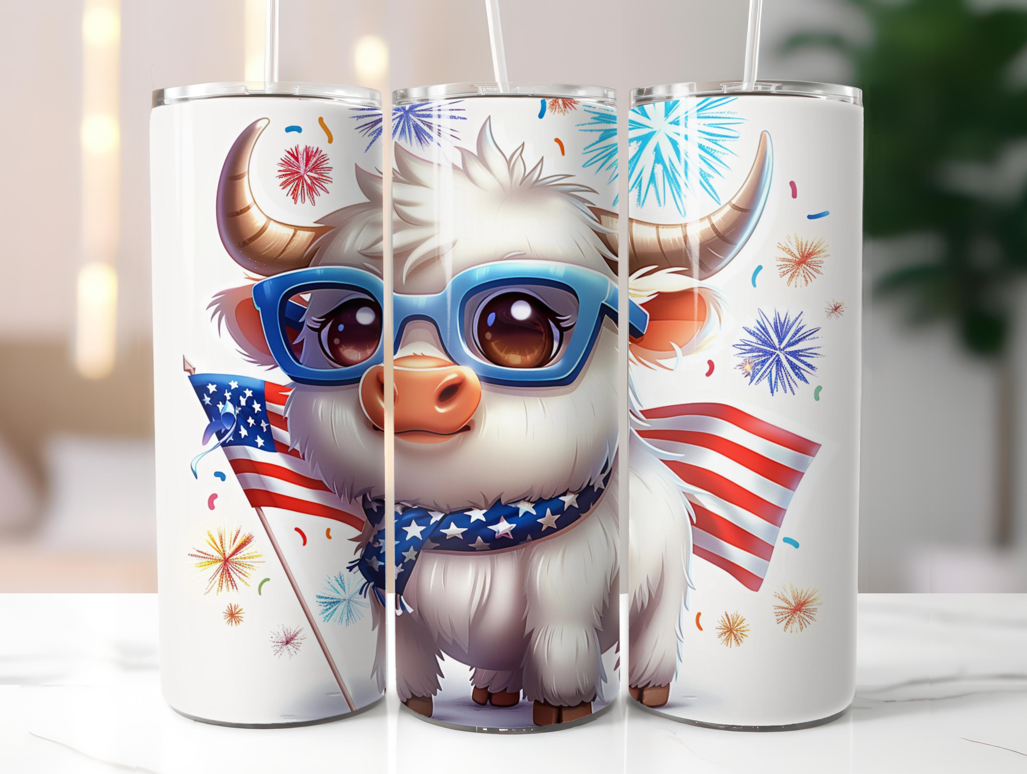 Patriotic Cute Cow Tumbler Wrap - CraftNest - Digital Crafting and Art