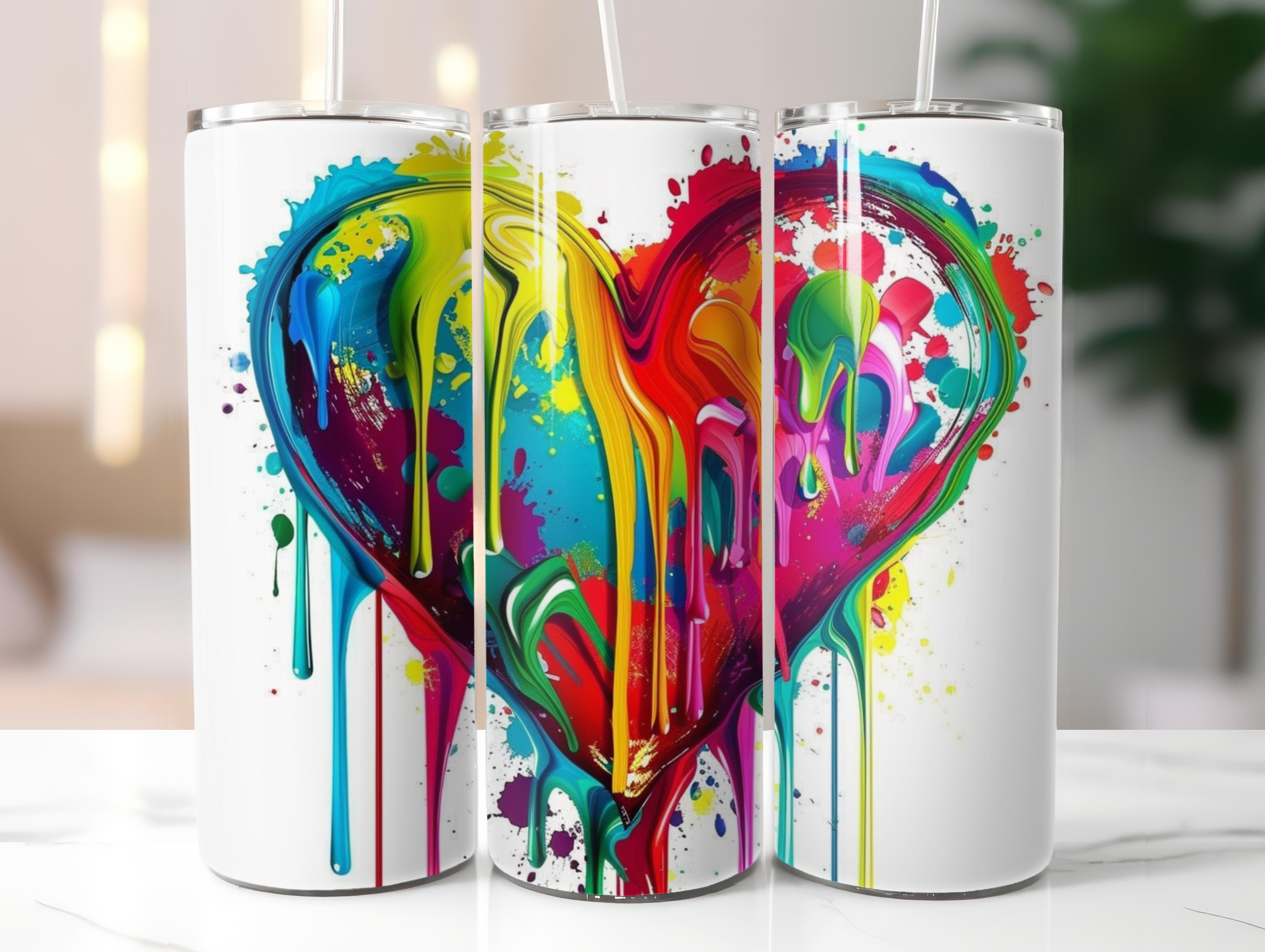 Dripping Rainbow Heart Tumbler Wrap - CraftNest - Digital Crafting and Art