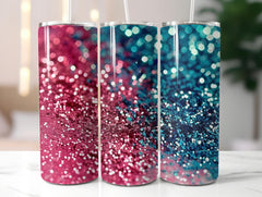 Neon Pink and Turquoise Glitter Tumbler - CraftNest - Digital Crafting and Art
