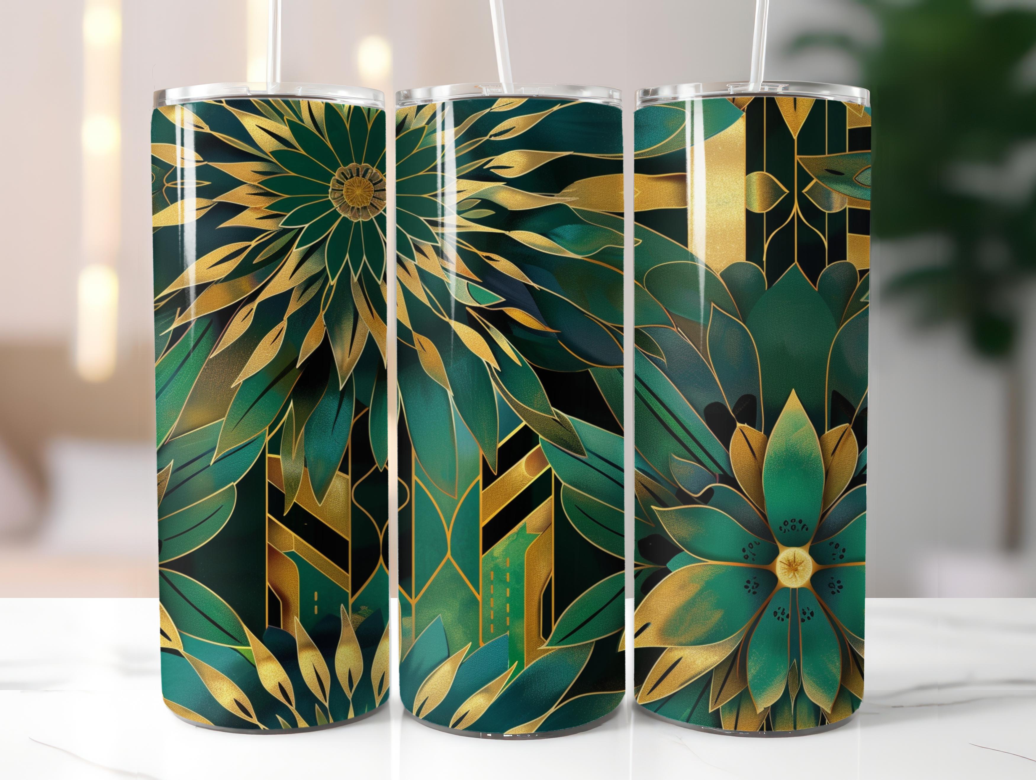 Art Deco Floral Tumbler Wrap - CraftNest - Digital Crafting and Art