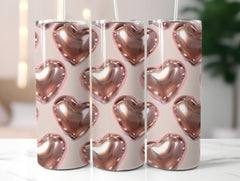 Metallic Rose Gold Hearts Tumbler Wrap - CraftNest - Digital Crafting and Art