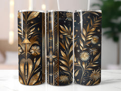 Golden Art Deco Floral Tumbler Wrap - CraftNest - Digital Crafting and Art