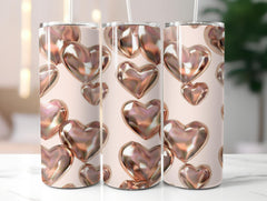 Metallic Rose Gold Hearts Tumbler Wrap - CraftNest - Digital Crafting and Art